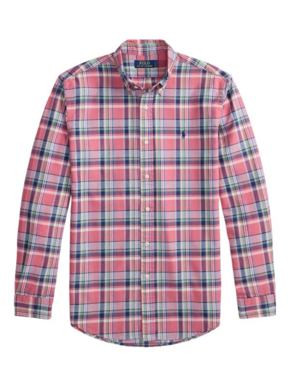 Polo by Ralph Lauren Men’s Pink Plaid Cotton Button-Down Collared Long Shirt, XL